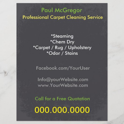 Carpet Cleaning Service Flyer チラシ (裏面)