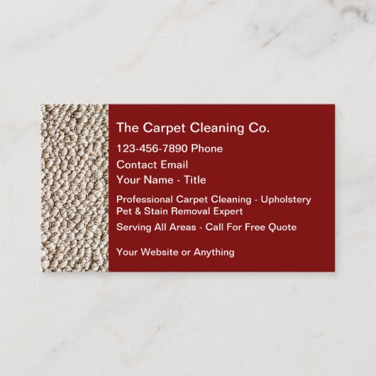 Carpet Cleaning Services With Quote Space 名刺 (正面)