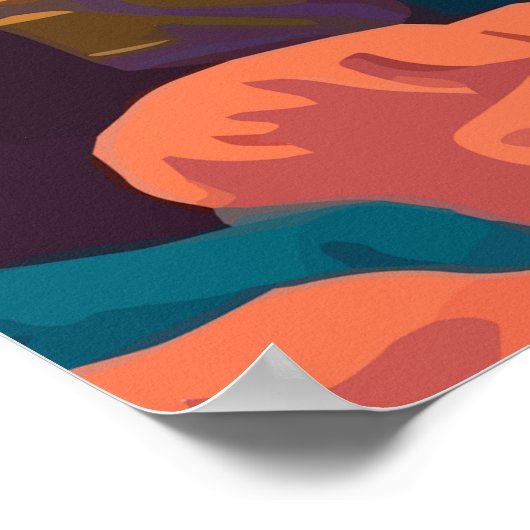 Carpinteria California Sunset Palm Trees Retro ポスター (角)