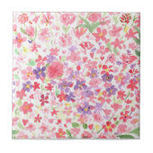 Carreau en céramique fleurs roses タイル (正面)