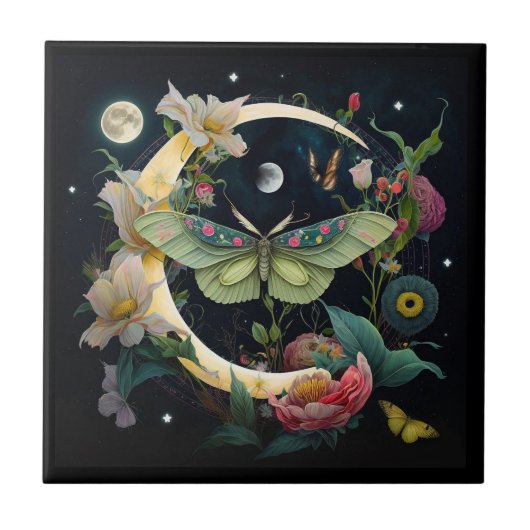 Carreau en céramique - Papillon de nuit タイル (正面)