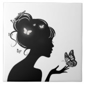 Carreau La femme papillons blancs タイル (正面)