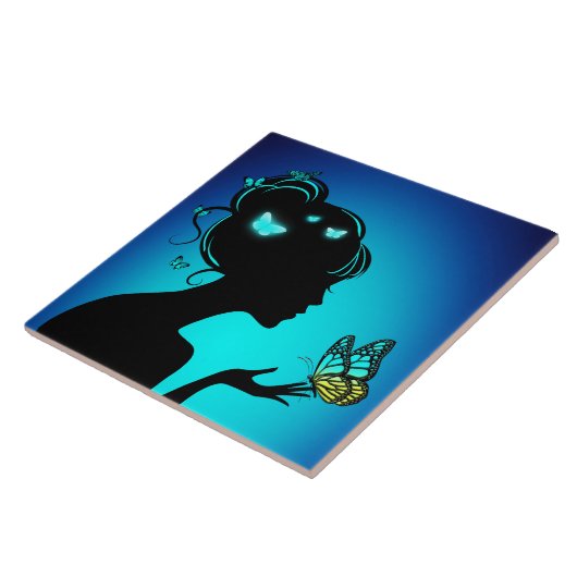 Carreau La femme papillons bleues タイル (側面)
