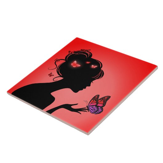 Carreau La femme papillons rouges タイル (側面)