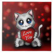 Carreau Le chaton t'aime タイル (正面)