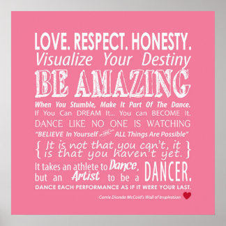 Carrie's Wall of Inspirational Dance Quotes- Pink ポスター