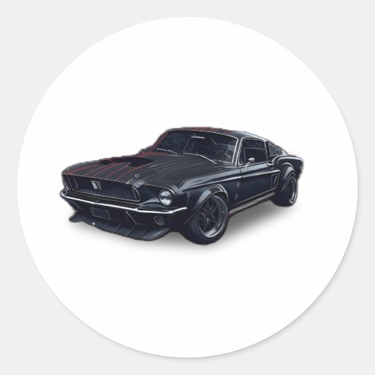 Carro Auto negro cool car ラウンドシール (正面)