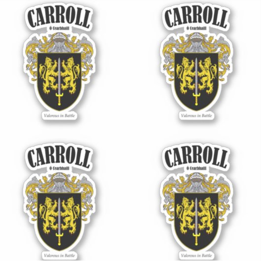Carroll Crestアイルランド語翻訳と意味(x4) シール (正面)