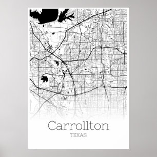 Carrolltonの地図-テキサス州-都市地図ポスター ポスター