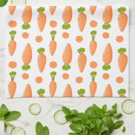 Carrot and slice pattern キッチンタオル (折り畳み)