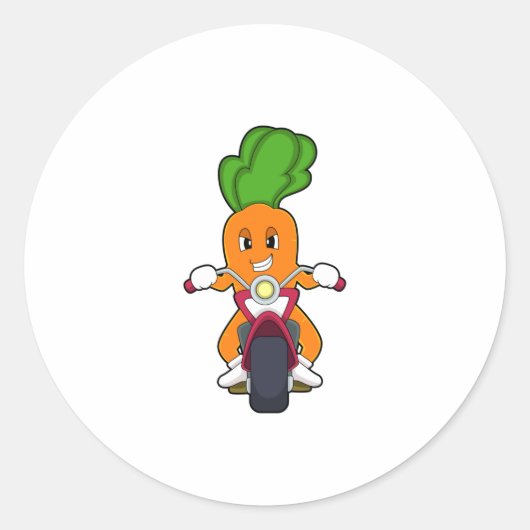 Carrot asバイクもしくは自転車に乗る人とMotorcycle.PNG ラウンドシール (正面)