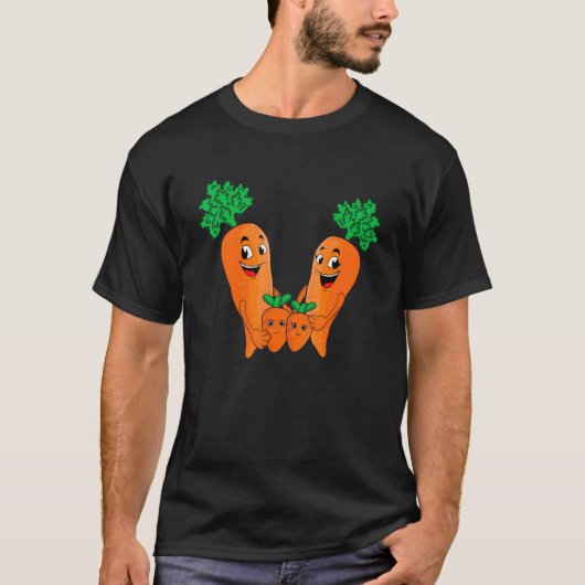 Carrot Family Vegetable Vegetarian Vegan Farming Tシャツ (正面)