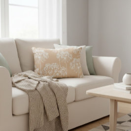 Carrot Flower Silhouette Soft Beige Throw Pillow アクセントクッション