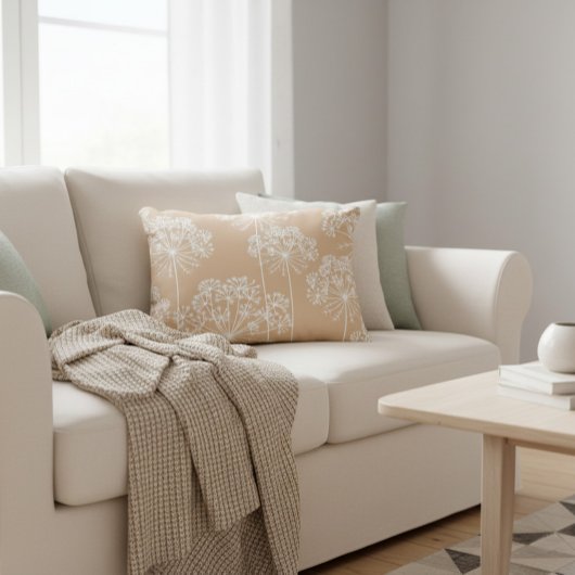 Carrot Flower Silhouette Soft Beige Throw Pillow アクセントクッション