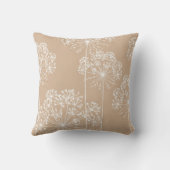 Carrot Flower Silhouette Soft Beige Throw Pillow クッション (裏面)