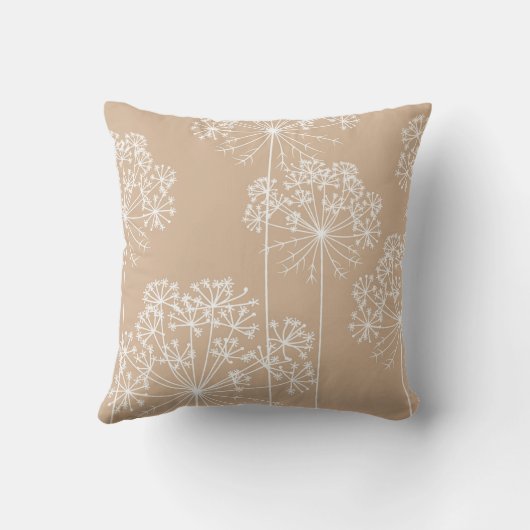 Carrot Flower Silhouette Soft Beige Throw Pillow クッション (裏面)
