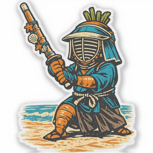 Carrot Kendo Beach Dojo — Vintage Summer Training  シール (正面)