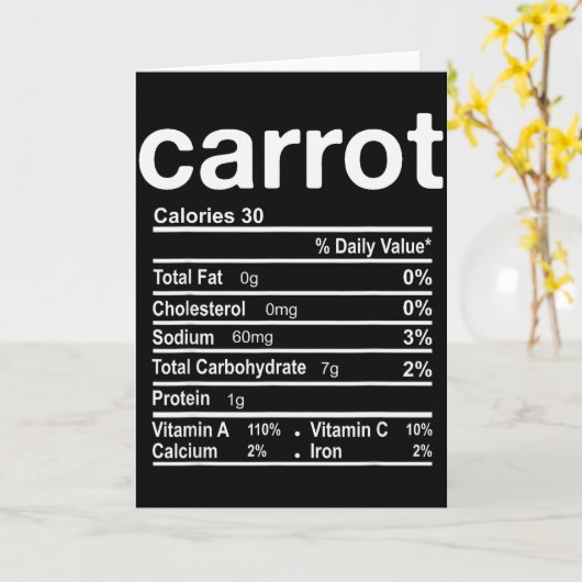 Carrot Nutrition Facts Funny Thanksgiving Christma カード (黄色い花)