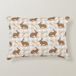 Carrots And Hare Bunnies Spring Easter Beige アクセントクッション