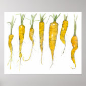 Carrots Garden Vegetable Watercolor Ink Drawing ポスター (正面)