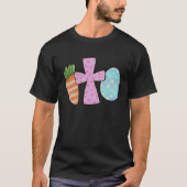 Carrots Leopard Bunny Hunt Egg Cross Christian Eas Tシャツ (正面)