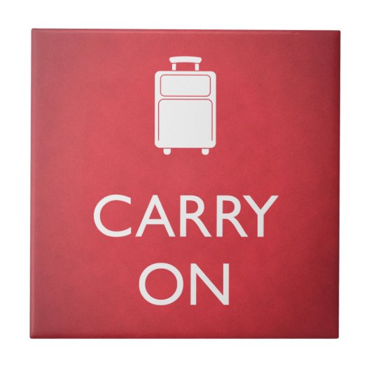 CARRY ON - 荷物 - 赤いおもしろデザイン タイル (正面)