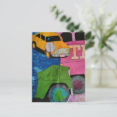 Cars and Trucks mixed media collage  ポストカード (スタンド正面)