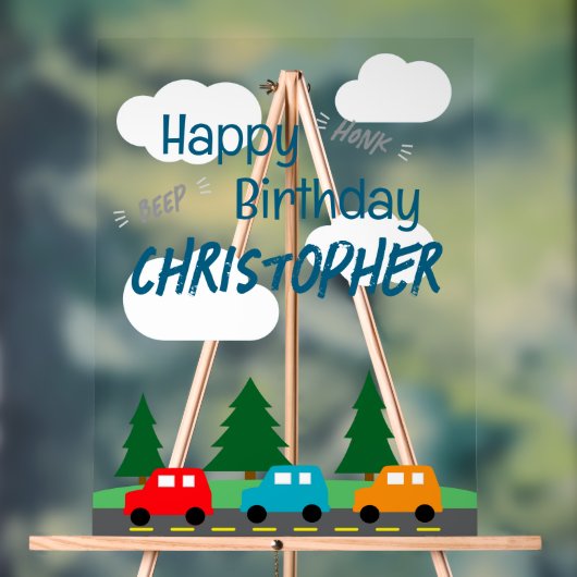 Cars Kids Boy Birthday アクリルサイン (ニュートラル)