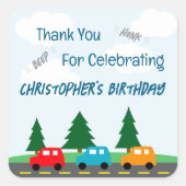 Cars Kids Boy Birthday スクエアシール (正面)