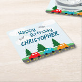 Cars Kids Boy Birthday スクエアペーパーコースター (アングル)