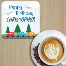 Cars Kids Boy Birthday スクエアペーパーコースター