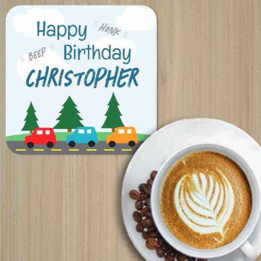 Cars Kids Boy Birthday スクエアペーパーコースター