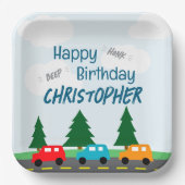 Cars Kids Boy Birthday ペーパープレート (正面)