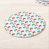 Cars Kids Boy Birthday ラウンドペーパーコースター (アングル)
