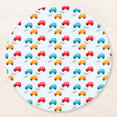 Cars Kids Boy Birthday ラウンドペーパーコースター (正面)