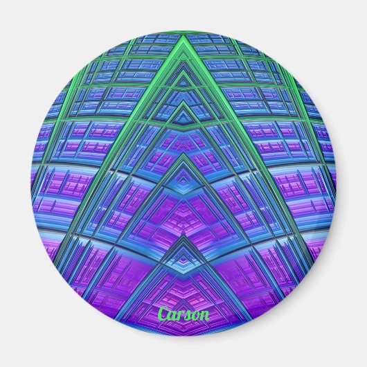 CARSON ～青、緑、紫～フラクタル抽象芸術 マグネット (正面)