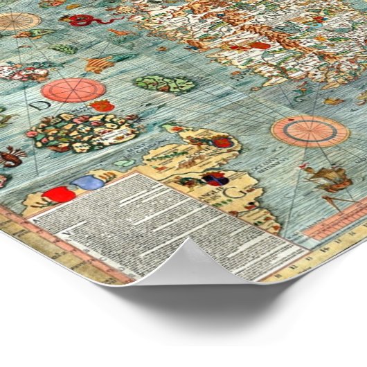 Carta Marina, map of Scandinavia  ポスター (角)
