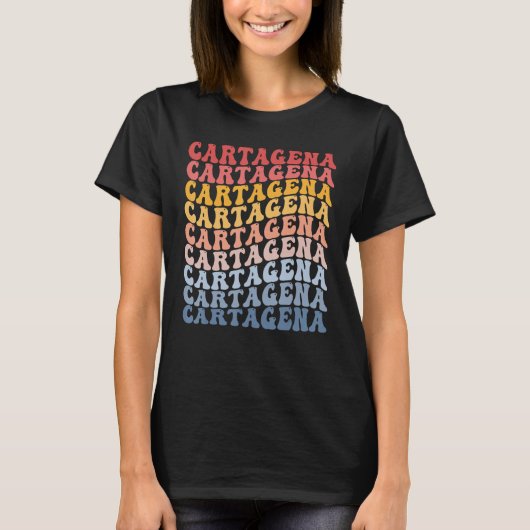 Cartagena City Groovy Retro Tシャツ (正面)