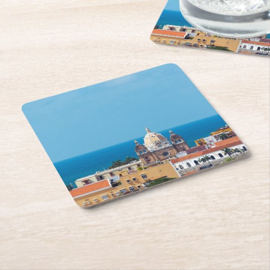 Cartagena, Colombia Old Town スクエアペーパーコースター (アングル)
