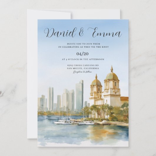Cartagena Colombia Skyline Wedding 招待状 (正面)