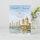 Cartagena Colombia Skyline Wedding 招待状 (スタンド正面)