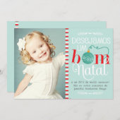 Cartão de Natal e Ano Novo Personalizado com Foto 招待状 (正面/裏面)