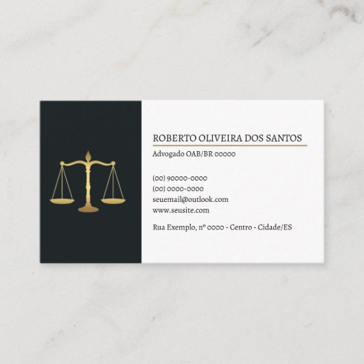 Cartão de Visita Advogado - Preto e Branco 名刺 (正面)