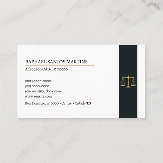 Cartão de Visita Advogado - Preto e Branco 名刺 (裏面)