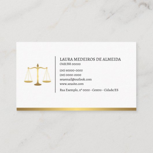 Cartão de Visita Advogado - Preto e Branco 名刺 (裏面)