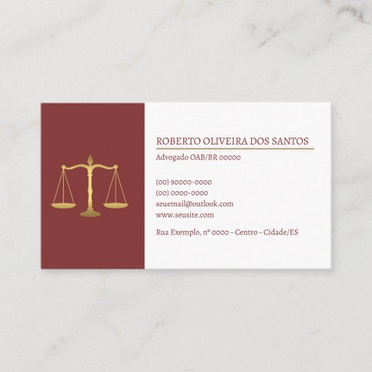 Cartão de Visita Advogado - Vinho Tinto 名刺 (正面)