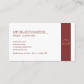 Cartão de Visita Advogado - Vinho Tinto 名刺 (裏面)