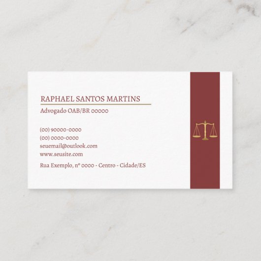 Cartão de Visita Advogado - Vinho Tinto 名刺 (裏面)