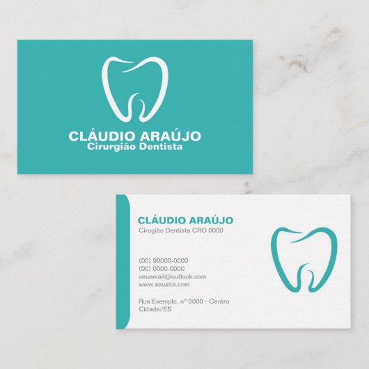 Cartão de Visita Dentista - Turquesa 名刺 (正面/裏面)