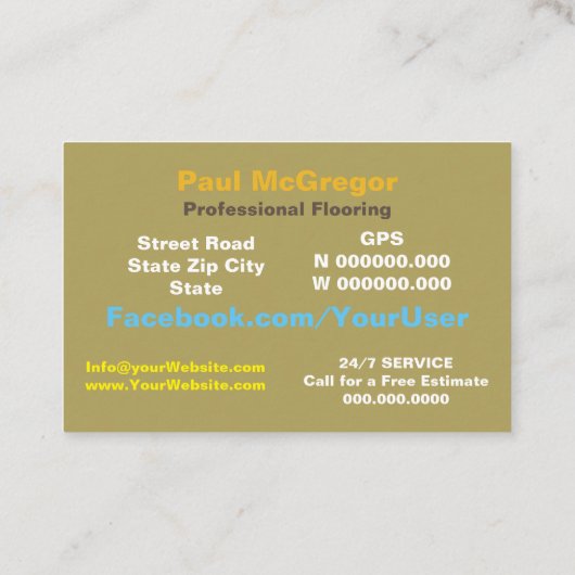 Cartão De Visita Professional Flooring 名刺 (裏面)